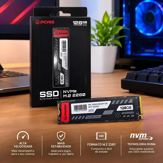 Ssd Pcyes M.2 2280 Nvme Pcie 3.0x4 128gb - Leitura 1175mb