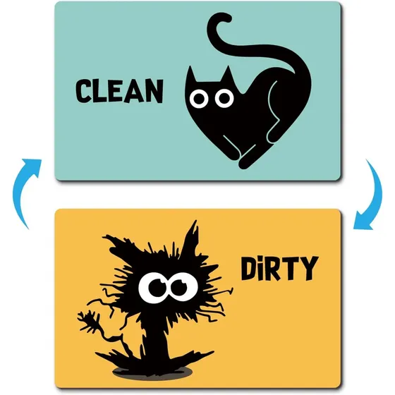 Ímã De Máquina De Lavar Louça Funny Cartoon Cat Clean Dirty