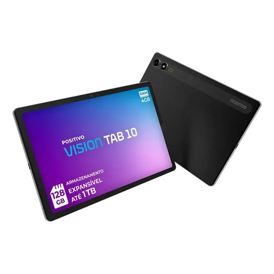 Positivo Vision TAB10 T3010 4GB RAM 128GB SSD Octa-Core 5 13MP Bateria 6000mAh Tela 10.1“ HD Wifi AC e 4G Full Lamination -​ Preto