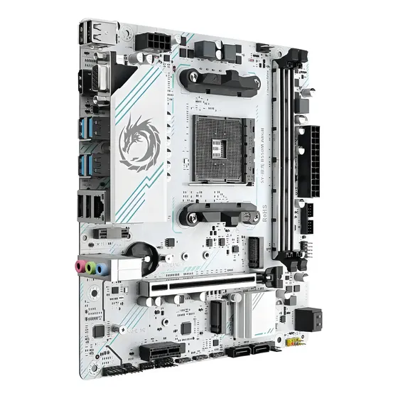 Placa-mãe Soyo B550M-H Branca para AMD Ryzen AM4 c/ PCIe 4.0 e ARGB