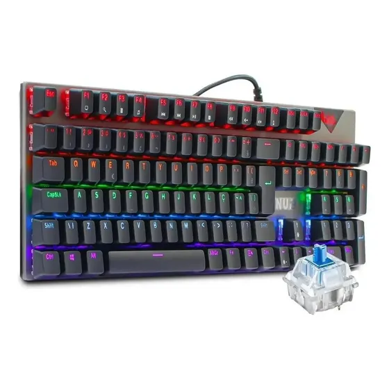 Teclado Gamer Mecânico Rgb Led Abnt2 Switch Blue Kp-tm010