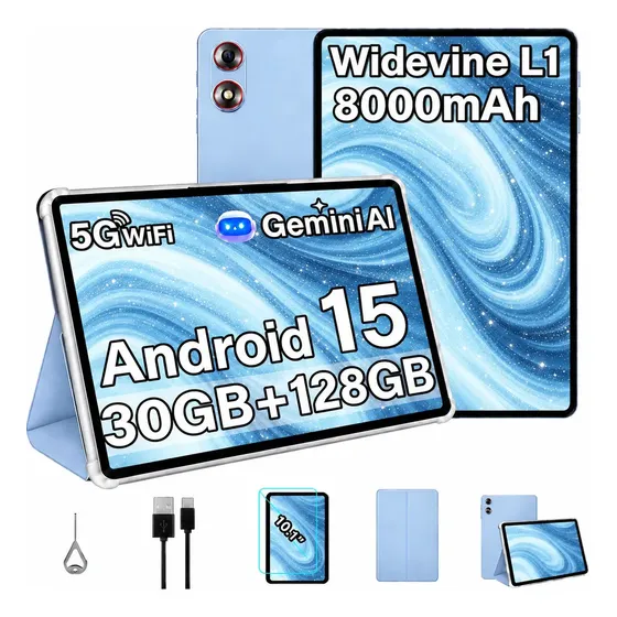 Tablet Fezawio F12 10.1" com Android 15, 30GB RAM e 128GB para Streaming HD