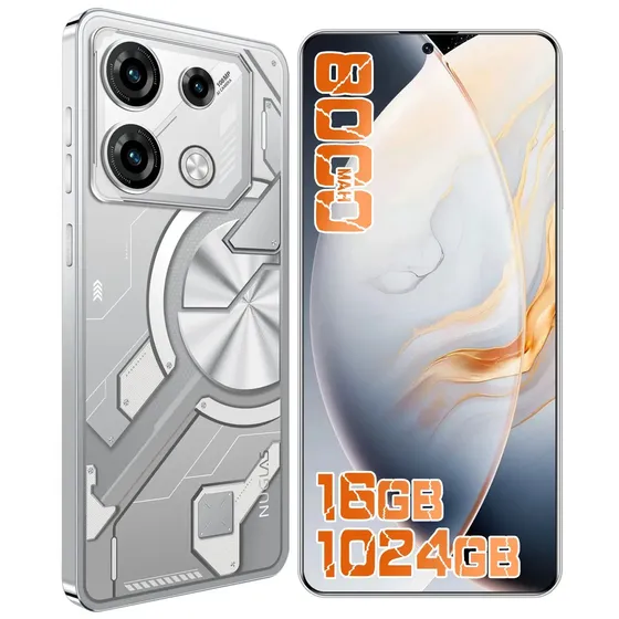 Smartphone Gamer Gt10 Pro 5G, Dimensity 9200, 512 Gb Rom+16 Gb Ram, Dual Chip, Bateria Gigante De 8000mah, NFC, Android 16, Câmera 32Mp + 108Mp , Tela 6.82 Branco