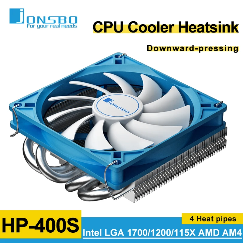 Jonsbo hp400s cpu cooler 4 heatpips baixo pressão radiador de refrigeração ar 90mm 4pin pwm ventilador 1700 am5 itx pequeno caso processador cooler