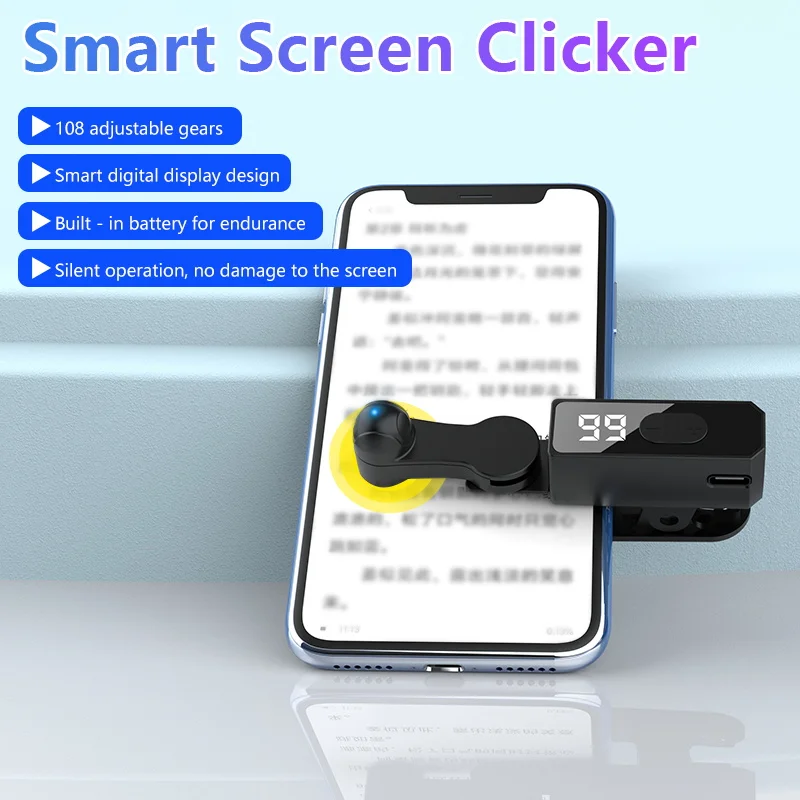 Dispositivo clicker de tela automática para smartphone, ferramenta de toque ajustável para jogos, aplicativos, transmissão ao vivo e rosqueamento repetido