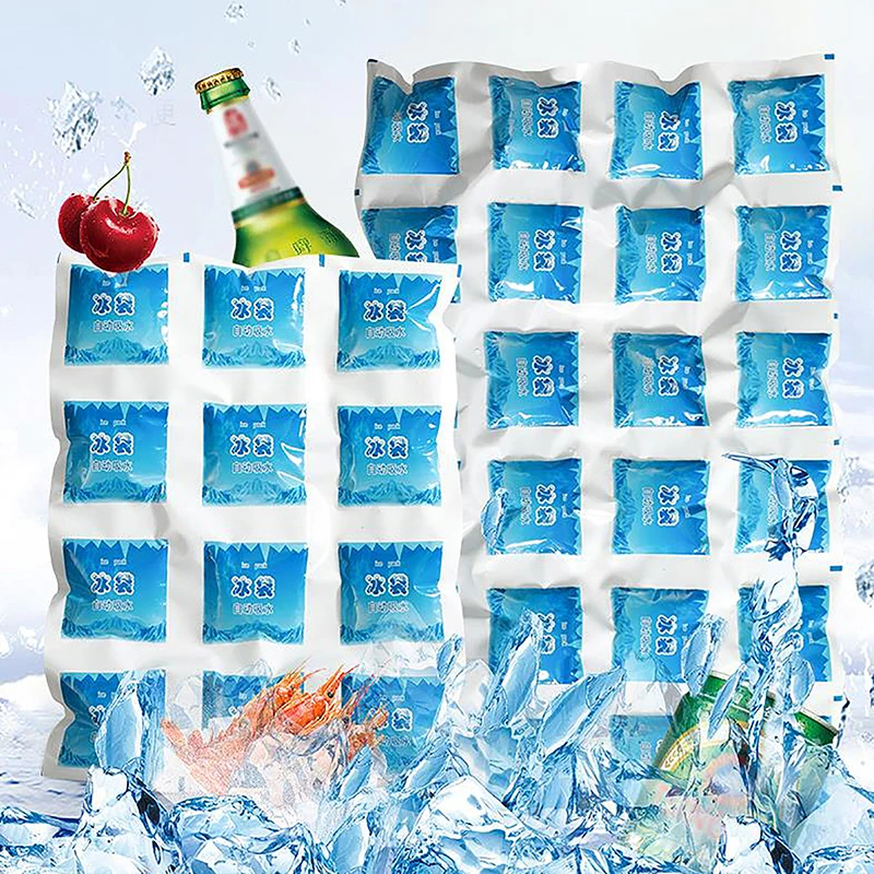 Saco de gelo de gel reutilizável absorção automática de água isolado saco de gelo dor compressa fria saco de resfriamento alimentos manter pacote de gelo fresco