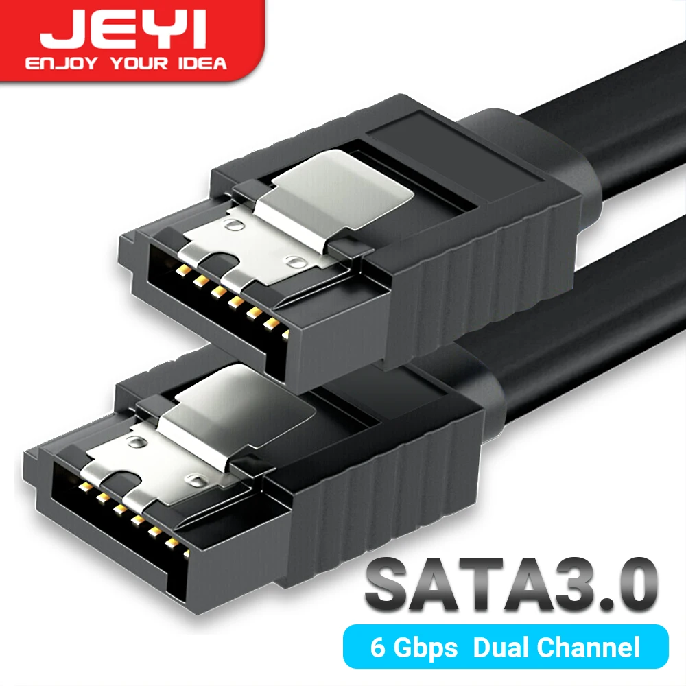 Jeyi cabo sata iii 6gbps curvatura reta hdd sdd cabo de dados 40cm com trava de travamento para sata hdd ssd cd driver cd gravador