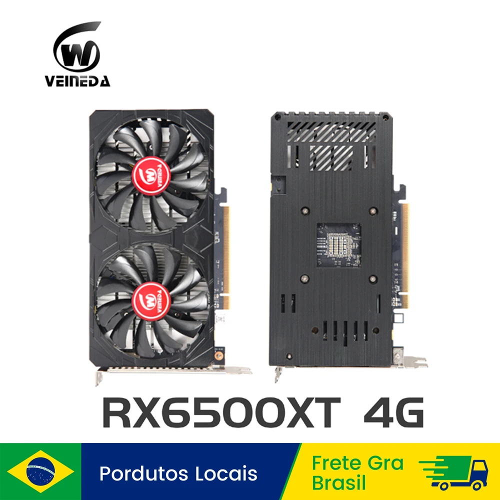 Placa de Vídeo Veineda RX 6500XT 4GB GDDR6 GPU para Jogos de PC RX6500 Desktop Computer RX 6500 XT 4g para AMD Radeon Placa de Vídeo Veineda RX 6500XT 4GB GDDR6 GPU para Jogos de PC RX6500 Desktop Computer RX 6500 XT 4g para AMD Radeon