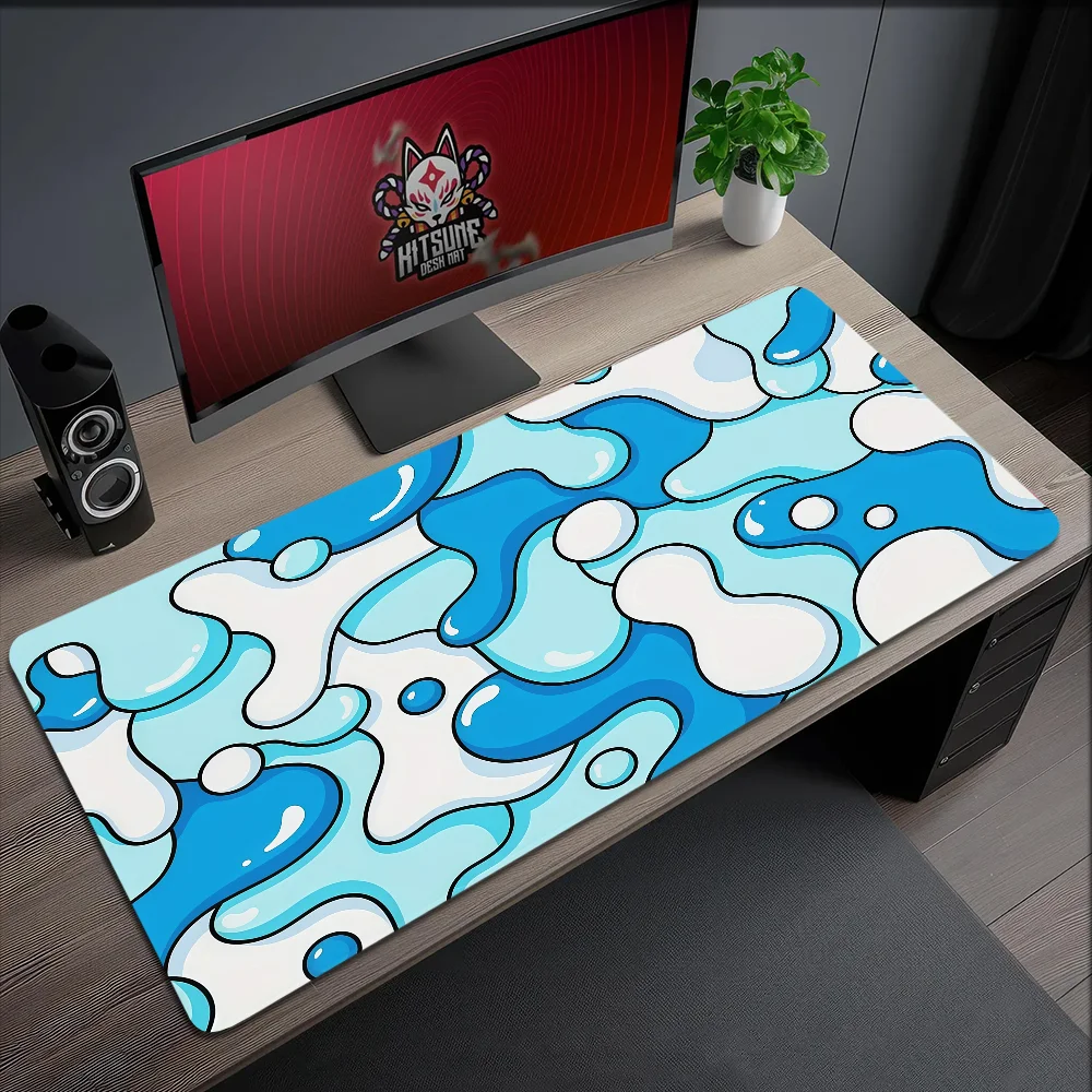 Mouse Pad Antiderrapante com Borda Reforçada Azul para Escritório, Estudantes e Jogos, Almofada Grande e Espessa para Escrita