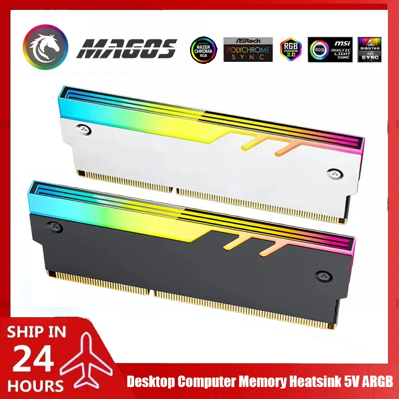Dissipador de Calor para Memória de Computador Desktop 5V ARGB, Lente de Espelho Infinito, Novo Design, Armadura de Alumínio para RAM DDR3/4/5