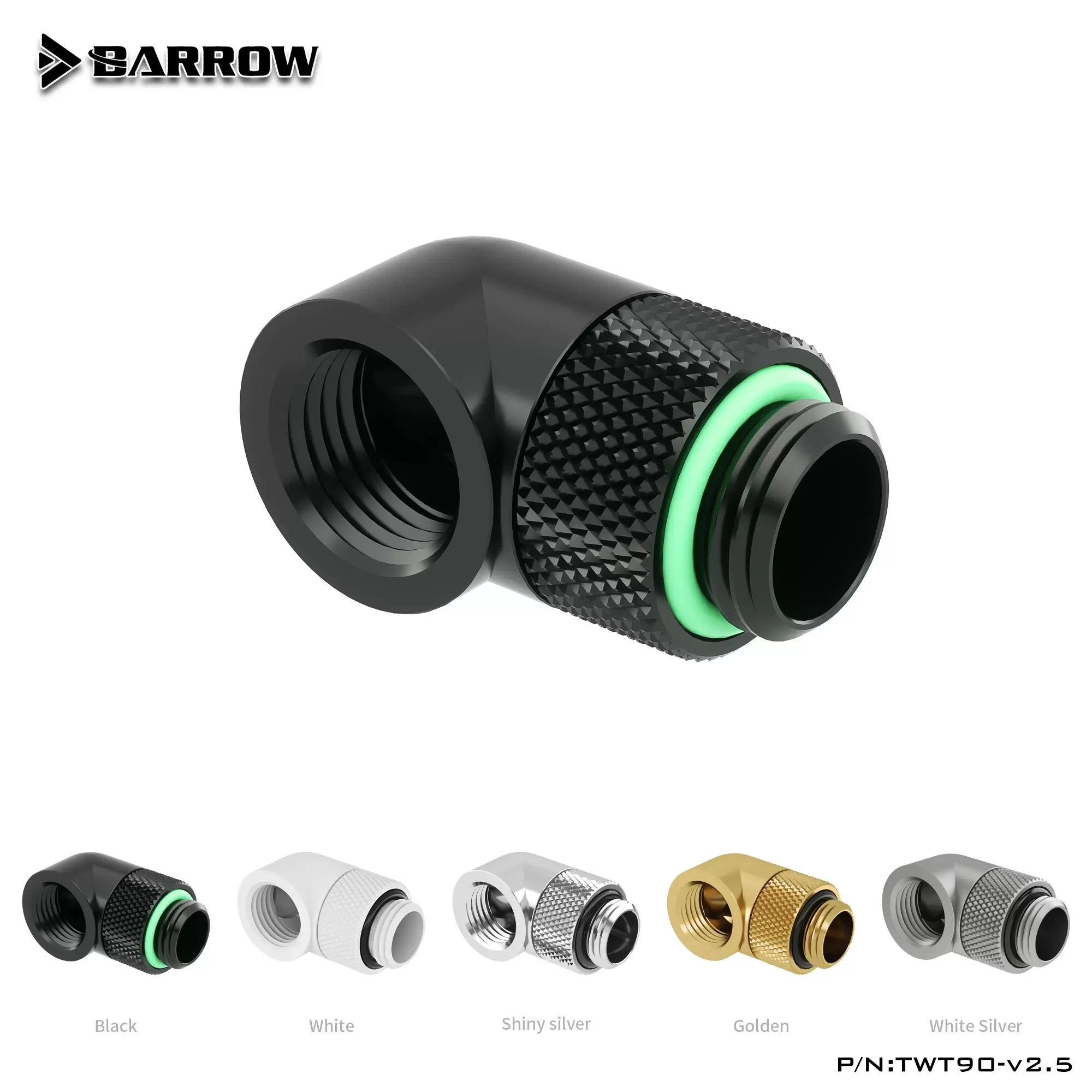 Conectores Rotativos de Resfriamento a Água para PC Barrow, Conector de Tubo Deslizante de 90 Graus, Adaptador de Gadget para Dissipador de Calor TWT90-v2.5