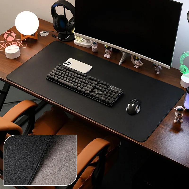 Protetor de almofada de mesa de couro, mouse pad grande, tapete de mesa de escritório, couro PU antiderrapante com bordas costuradas, tapete de mesa