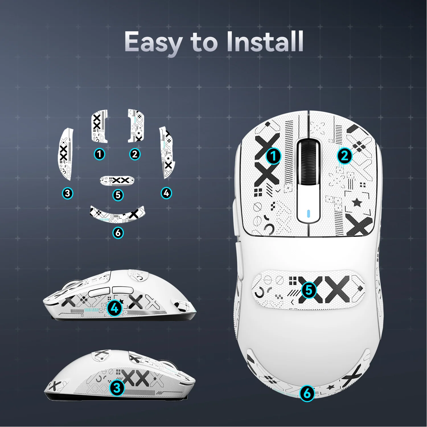 Adesivo Antiderrapante para Mouse Gamer, Fita de Aderência Artesanal que Absorve o Suor, Adesivo Antiderrapante para ATTACK SHARK X11/X3/X6/R1/R2/R3