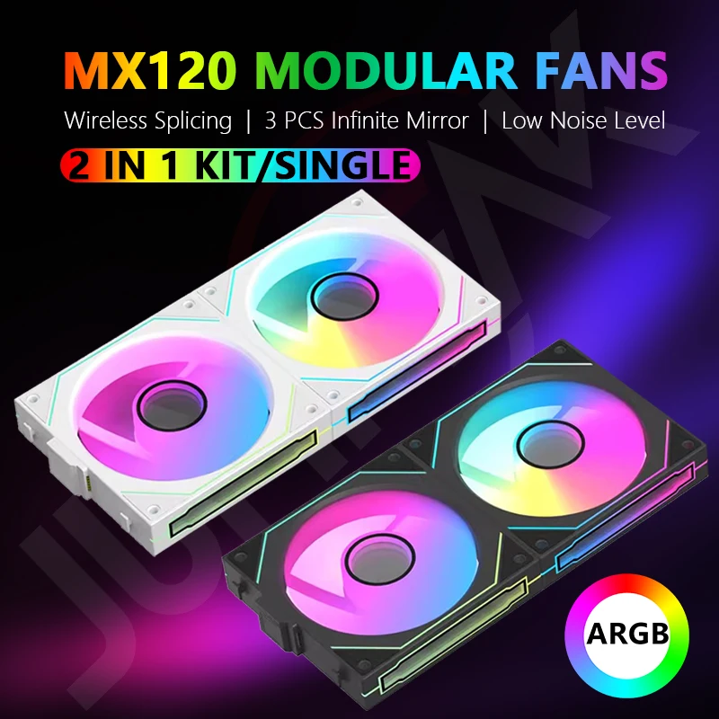 JUMPEAK Mx120 240mm Modular Sem Fio emenda PC 120mm caso ventilador de refrigeração ARGB infinito Efeito Espelho para Computador Refrigerador água