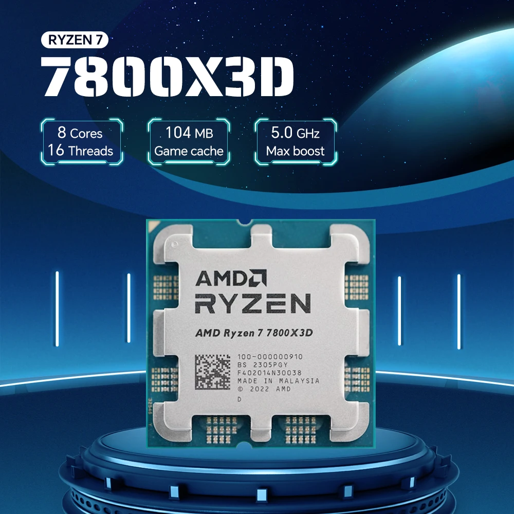Processador de CPU para jogos AMD Ryzen 7 7800X3D 5NM 8 núcleos 16 threads 4,2 GHz soquete AM5 L3 = 96M 120W DDR5 R7 7800X3D sem cooler