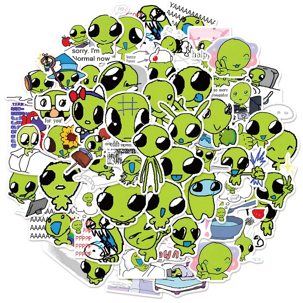 52 pçs bonito pequena estrela verde diversão adesivos diy bagagem notebook skate copo de água adesivos à prova dwaterproof água