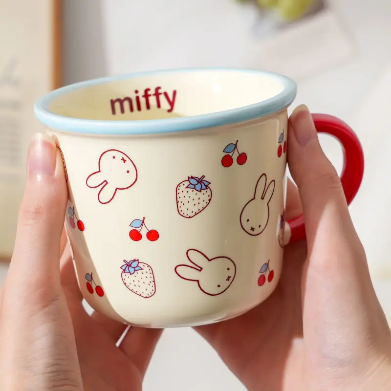 ​ ​ Miffy kawaii cerâmica grande capacidade café café café da manhã copo alta estética utensílios de cozinha resistente ao calor material microondas seguro ​