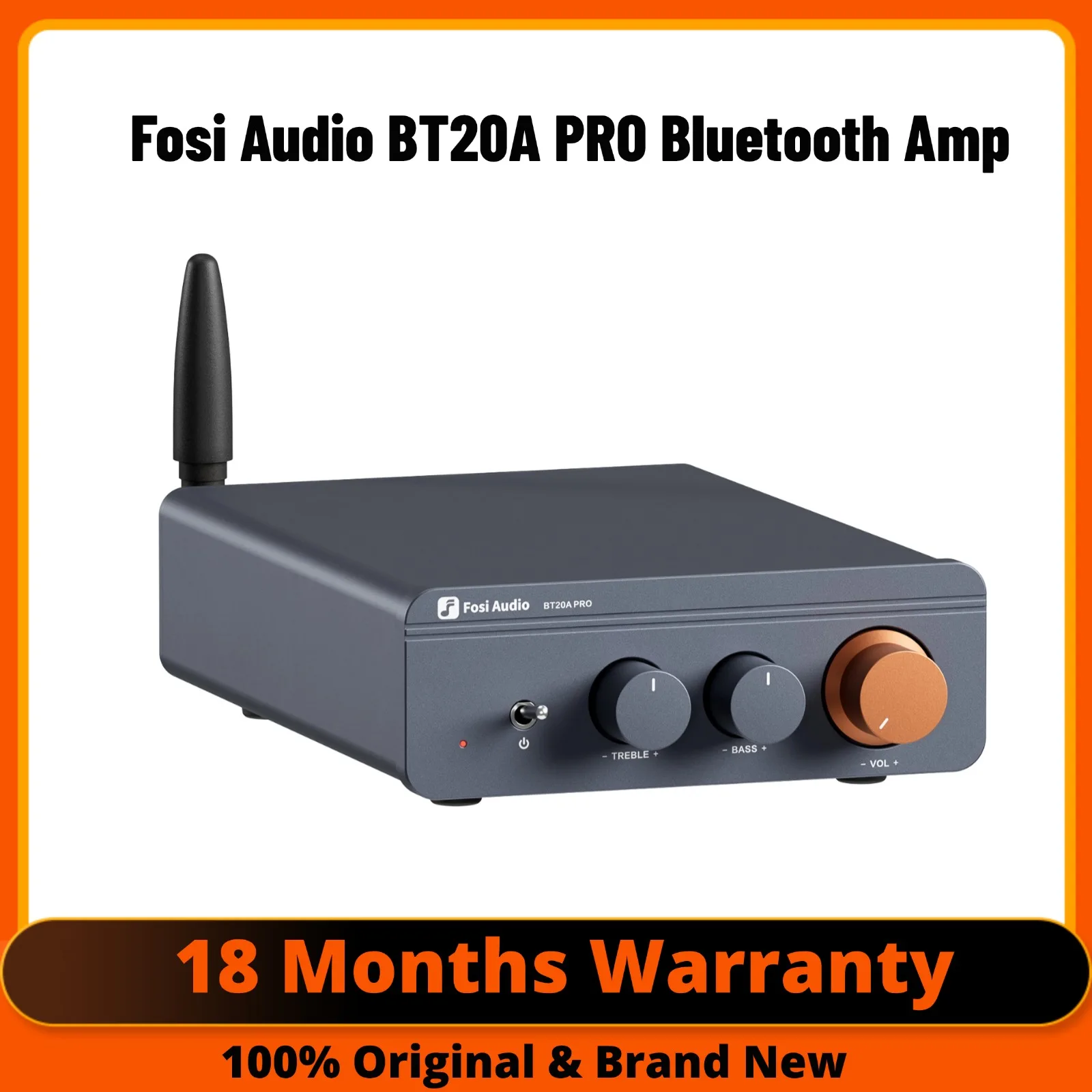 Amplificador de Som Bluetooth Fosi Audio BT20A Pro TPA3255 300W X2 Mini HiFi Estéreo Classe D com Controle de Graves e Agudos para Home Theater