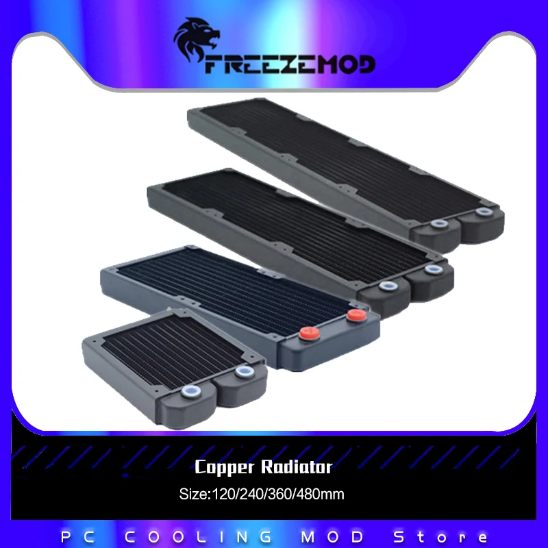 Radiador de cobre freezemod g1/4, 29mm de espessura, 120/240/360/480mm, para resfriamento a água do pc, dissipador de calor, para ventilador de 120mm