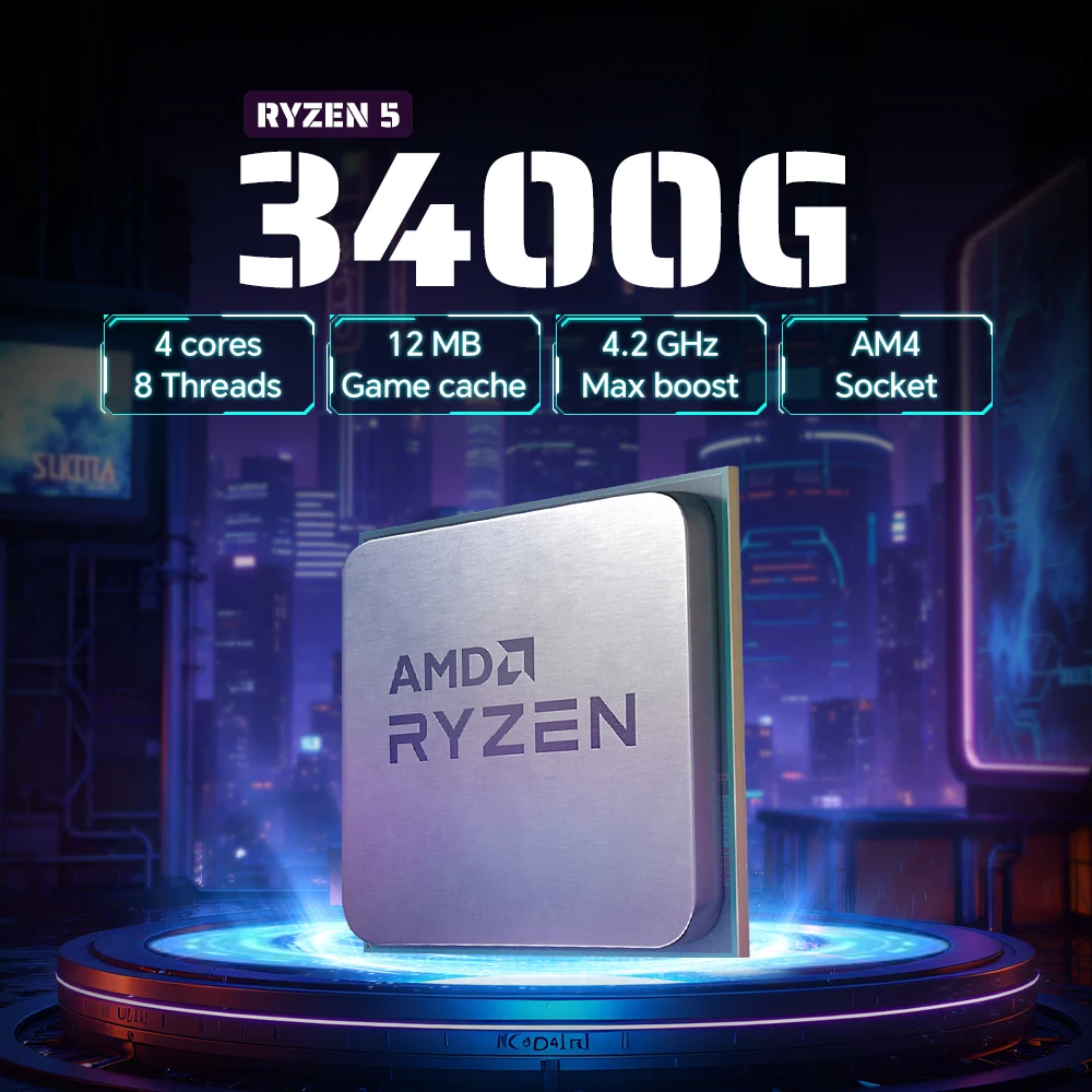AMD Ryzen 5 3400G 4 núcleos 8 threads Novo processador DDR4 PCIe 3.0 Socket AM4 CPU TDP 65W R5 3400g mas sem cooler