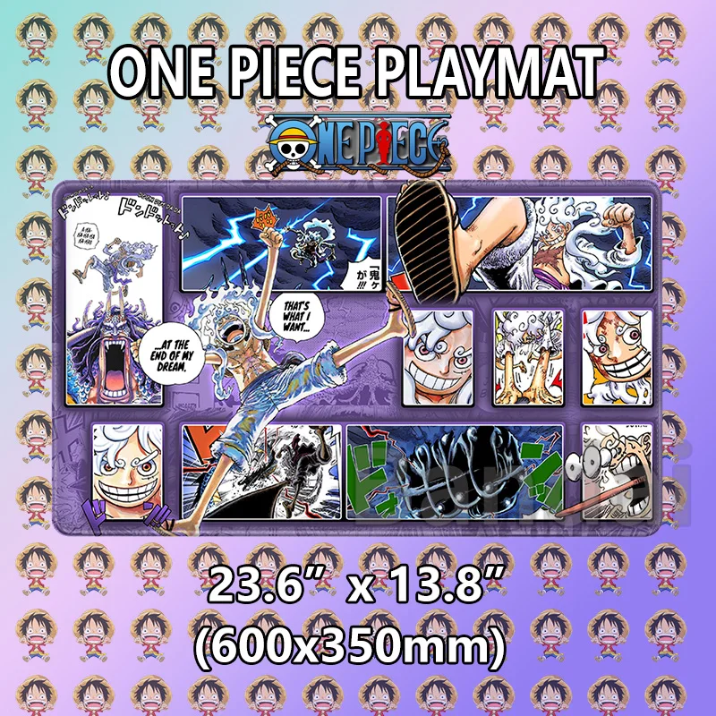 Tapete de Jogo One Piece OPCG Luffy com Bordas Costuradas, Mouse Pad Personalizado One Piece, Acessórios de Mesa para Gamers