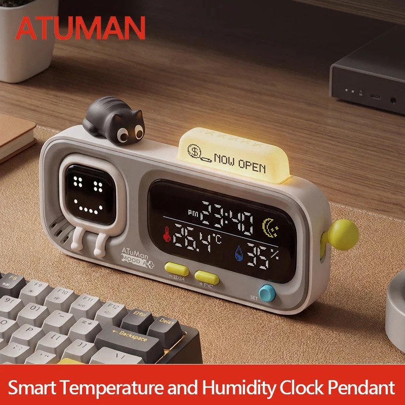 Relógio Digital Inteligente de Temperatura e Umidade DUKA MOODA, Medidor Elétrico de Temperatura e Umidade para Casa, Lembrete Divertido Inteligente