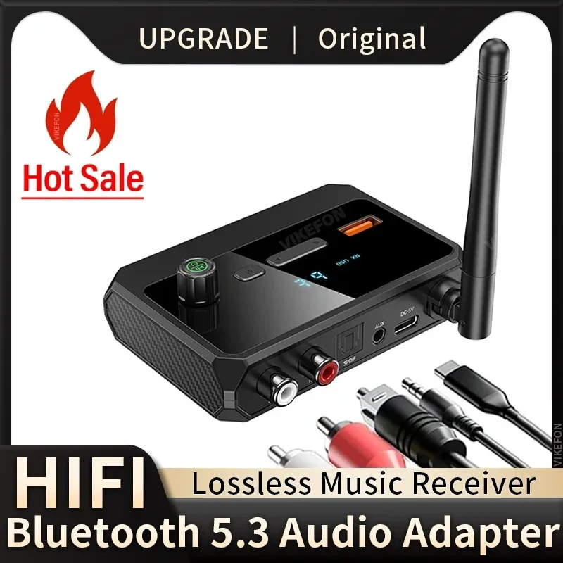 NFC Bluetooth 5.3 Receptor De Áudio, 3.5mm AUX, RCA, USB, Disco U, TF, HIFI, Música Estéreo, Adaptador Sem Fio com Microfone, Kit Automotiva, Alto-falante, Kit Automotiva