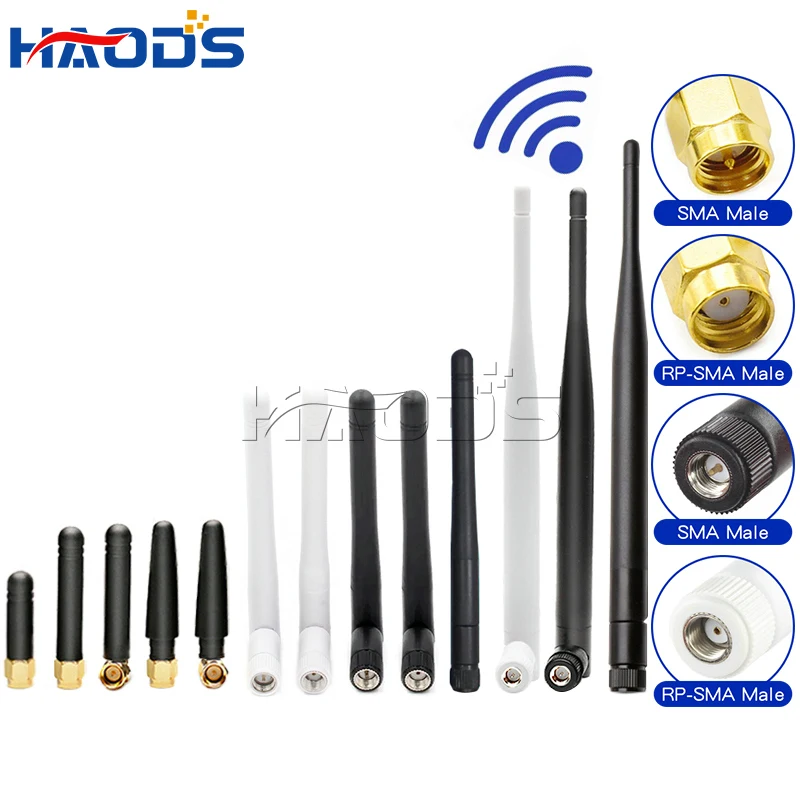2 pces 2.4g antena dobrável cola vara 3dbi wlan roteador antena módulo wifi realce de sinal 2400-2500mhz sma conector macho 6dbi