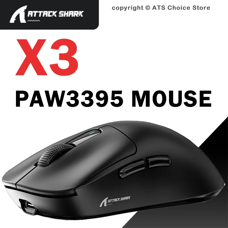 Ratón para jogos sem fio ATTACK SHARK X3/X3Pro PAW3395 26K DPI Tri-Mode Bluetooth com fio Ultra leve mouse de alta qualidade