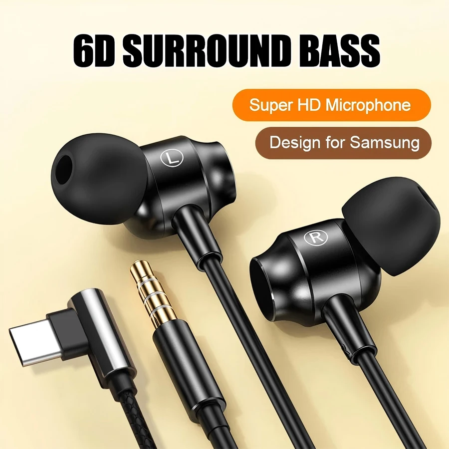 Fones de Ouvido Samsung HiFi com Som de Alta Qualidade, Intra-auriculares, USB Tipo C, 3.5mm, com Controle por Fio e Microfone para Galaxy S24 S23 S22 Ultra