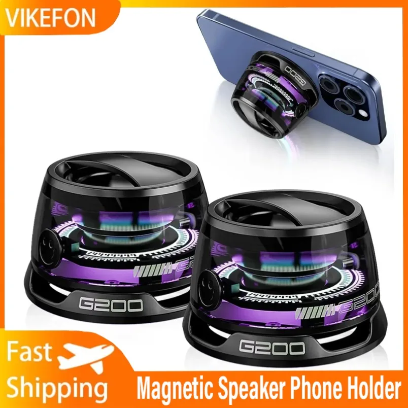 Bt 5.3 mini alto-falante portátil bluetooth g200 rgb cor luz alto-falante magnético pequena caixa de som suporte do telefone alto-falante sem fio