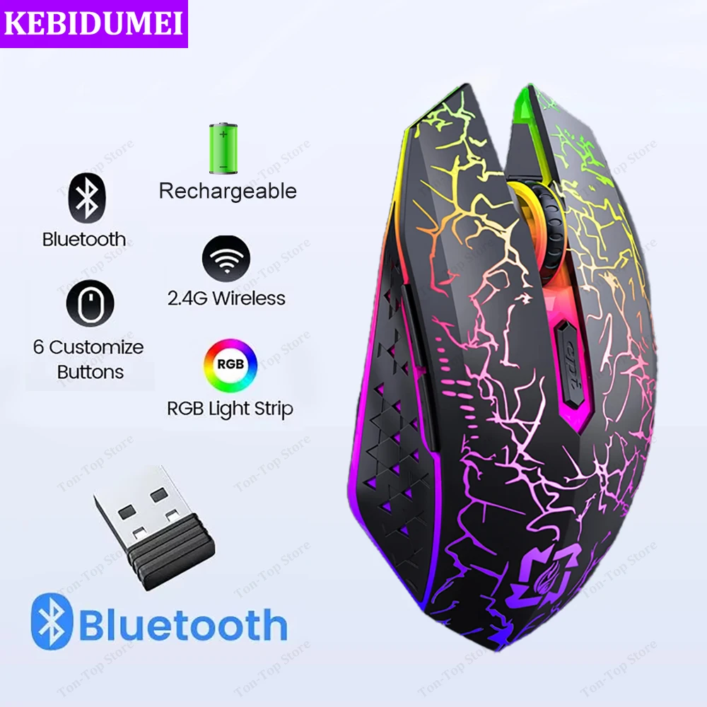 Rato de jogo rgb bluetooth mouse 2.4g sem fio ergonômico 1600dpi 6 botões mudo mouse para macbook tablet laptops computador Rato de jogo rgb bluetooth mouse 2.4g sem fio ergonômico 1600dpi 6 botões mudo mouse para macbook tablet laptops computador