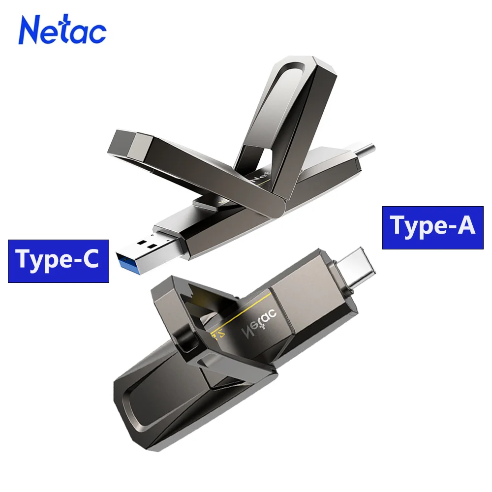 Pen Drive Netac US5 USB3.2 Gen 2 128G 256G 512G 1T Tipo-C, Unidade de Estado Sólido 550MB/s, Frete Grátis para Celular e Laptop