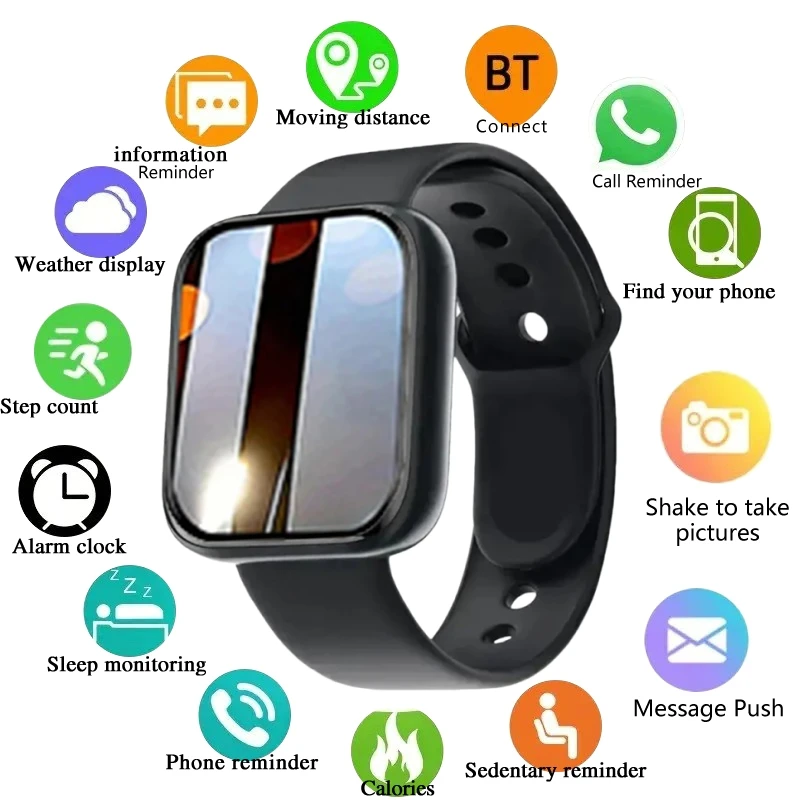 Relógios inteligentes multifuncionais para homens e mulheres, telefone conectado Bluetooth, música, pulseira esportiva fitness, monitor de sono Y68 Smartwatch D20