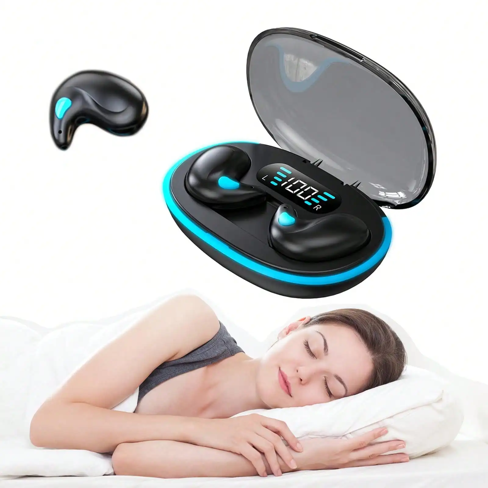 Dormir fones de ouvido sem fio mini para trabalho tws bluetooth fone estéreo escondido com microfone hd chamada à prova dwaterproof água x55