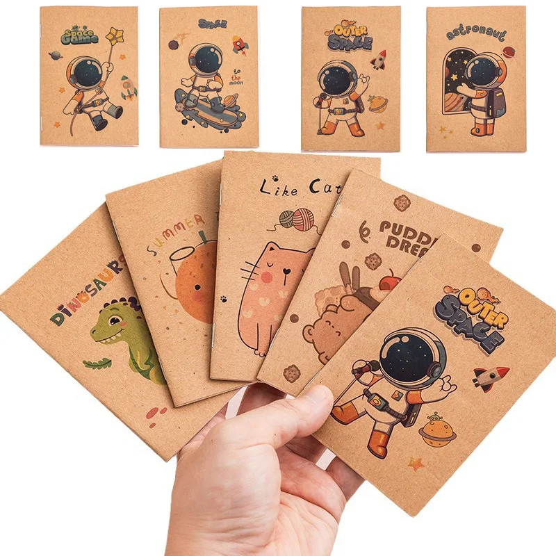 10 pacotes de mini cadernos kraft retrô, 16 folhas, espaço, desenho animado, frutas, bolso, diários para estudantes, viajantes, material escolar fofo 10 pacotes de mini cadernos kraft retrô, 16 folhas, espaço, desenho animado, frutas, bolso, diários para estudantes, viajantes, material escolar fofo