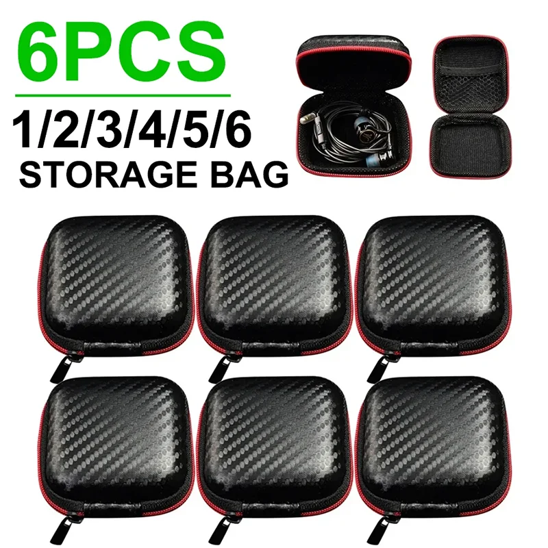 Bolsa de Armazenamento para Fones de Ouvido EVA 2/4/6 Peças, Estojo Portátil com Zíper para Cabo USB, Organizador Multifuncional para Viagem