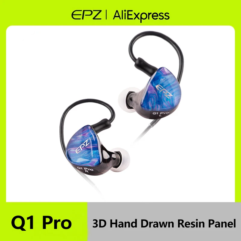 Fones de ouvido com fio EPZ Q1 Pro Yunshuilan HIFI Bass Earbuds IEM In-Ear Gamer Headset com microfone, tipo C, cabo destacável de 0,78 mm com 2 pinos