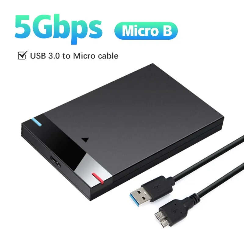 Gabinete HDD Caso 2.5 Polegada Micro B USB 3.0 Tipo-C Cabo Disco Rígido Externo 5TB 5Gbps HD Dispositivo de Armazenamento Portátil Suporte UASP