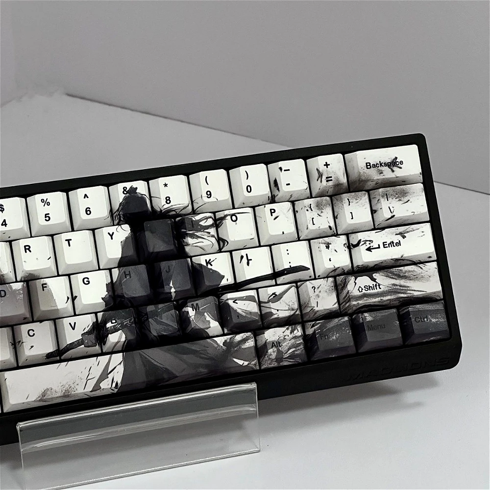 83 teclas preto e branco samurai pbt cereja keycaps personalizados para cereja mx 60/63/64/68 teclados mecânicos gamer