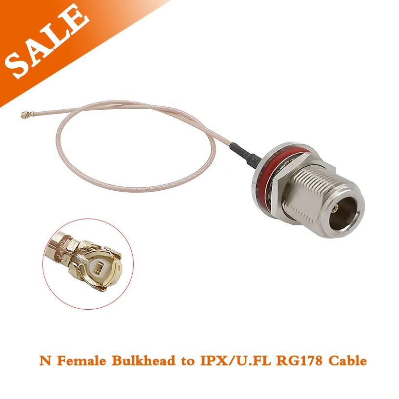 N fêmea para ipx/ufl rg178 cabo conector coaxial rf tipo n porca anteparo jack para ipx trança para pci wifi cartão roteador sem fio