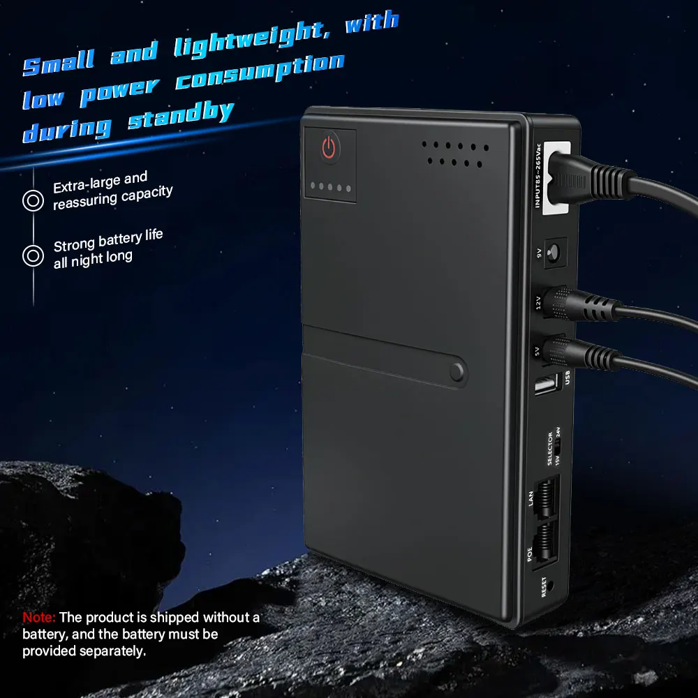 Fonte de Alimentação Ininterrupta (UPS) DC com Bateria Substituível 5V 9V 12V para Roteador Óptico WiFi e Monitoramento - Adaptador de Energia de Backup UPS