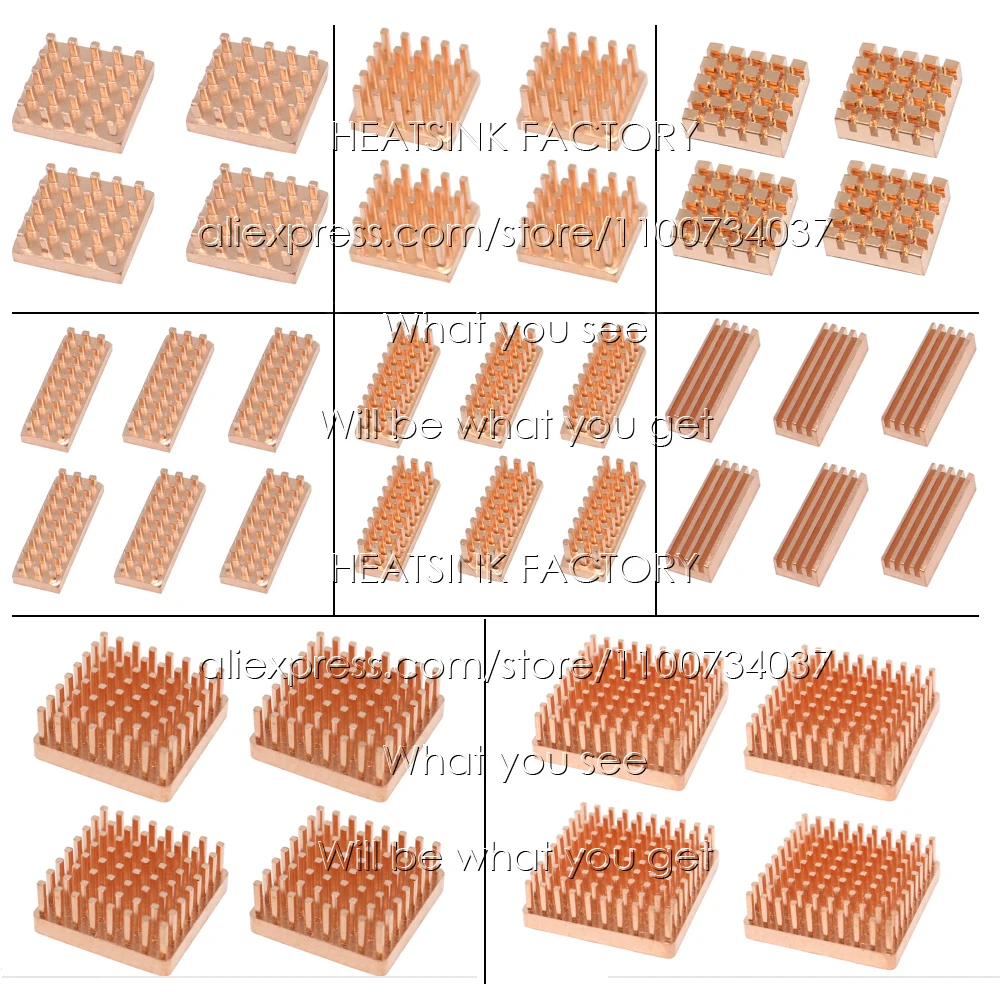 100% radiador de cobre puro cooler dissipador de calor diy para memória ram vga ddr gpu ic chipset com fita térmica montada
