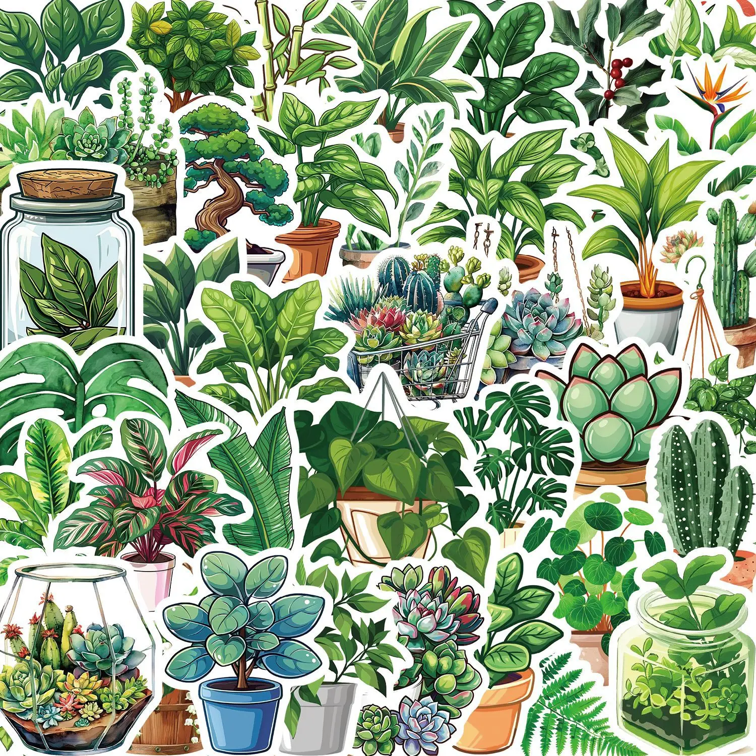 50 pçs plantas bonitos verde adesivos estéticos diy decoração para geladeira notebook bicicleta telefone mala dos desenhos animados adesivo 50 pçs plantas bonitos verde adesivos estéticos diy decoração para geladeira notebook bicicleta telefone mala dos desenhos animados adesivo
