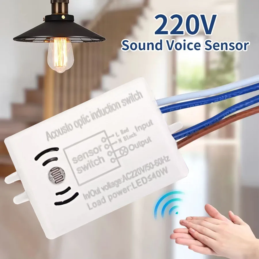 Interruptor de sensor de voz de som interruptores inteligentes módulo detector interruptor liga/desliga automático interruptor de controle de voz escada corredor melhoria da casa