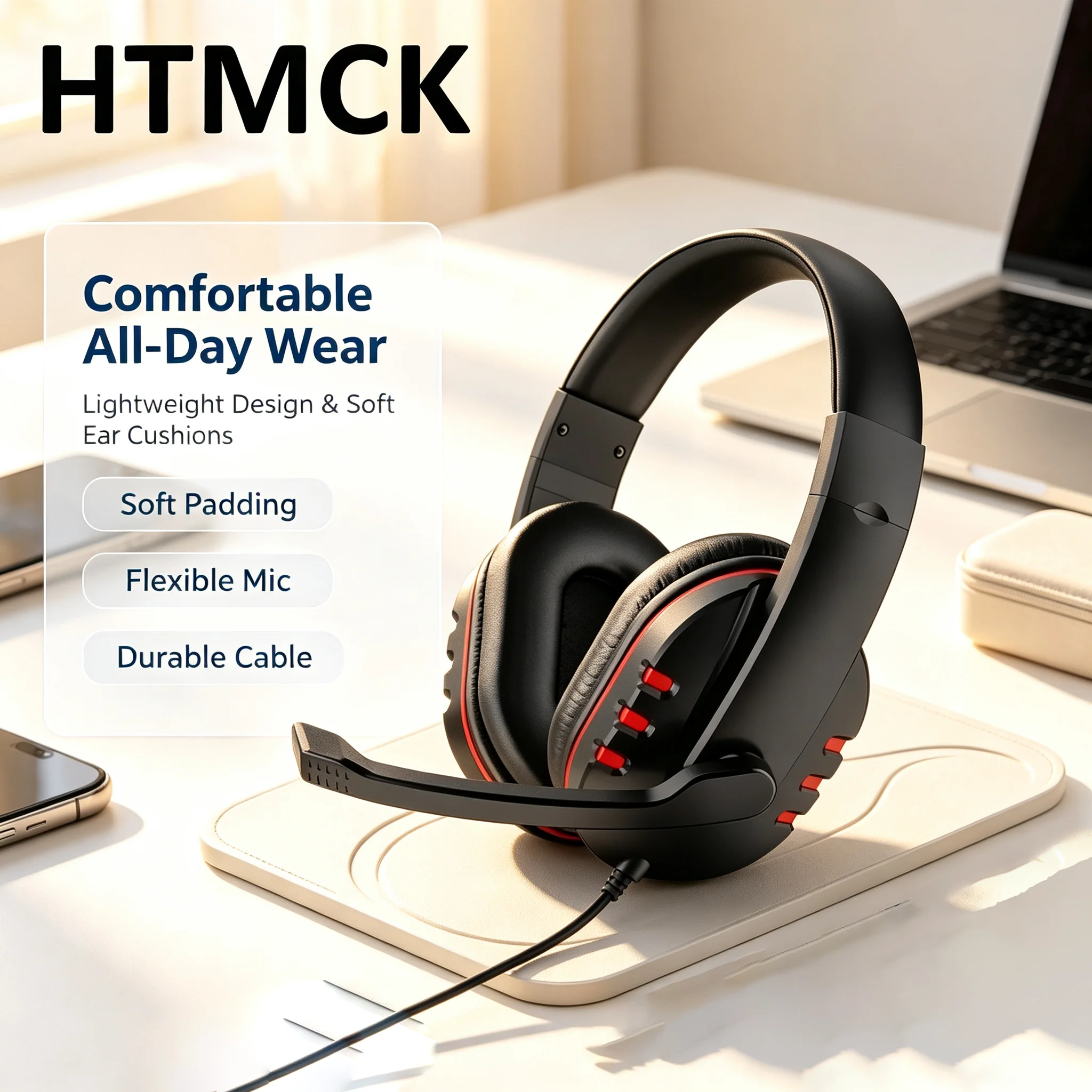 Fones de Ouvido com Fio de 3,5mm para Jogos, Headset para PS4, PlayStation 4, PC, Headset de Chat com Microfone
