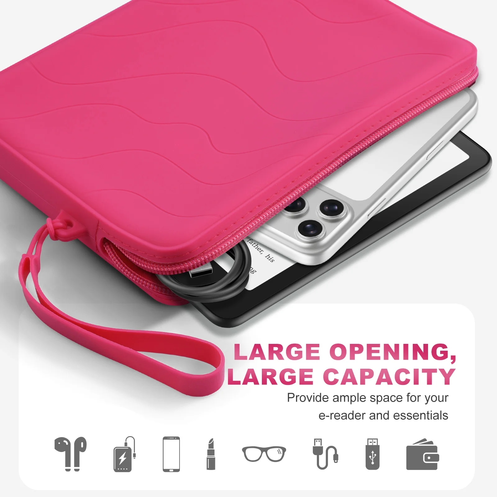 Embreagem de silicone de 6-7 polegadas para Kindle Paperwhite e Kindle Colorsoft Signature Edition de 7", Kindle, Kobo, Nook E-Reader de 6" Embreagem de silicone de 6-7 polegadas para Kindle Paperwhite e Kindle Colorsoft Signature Edition de 7", Kindle, Kobo, Nook E-Reader de 6"