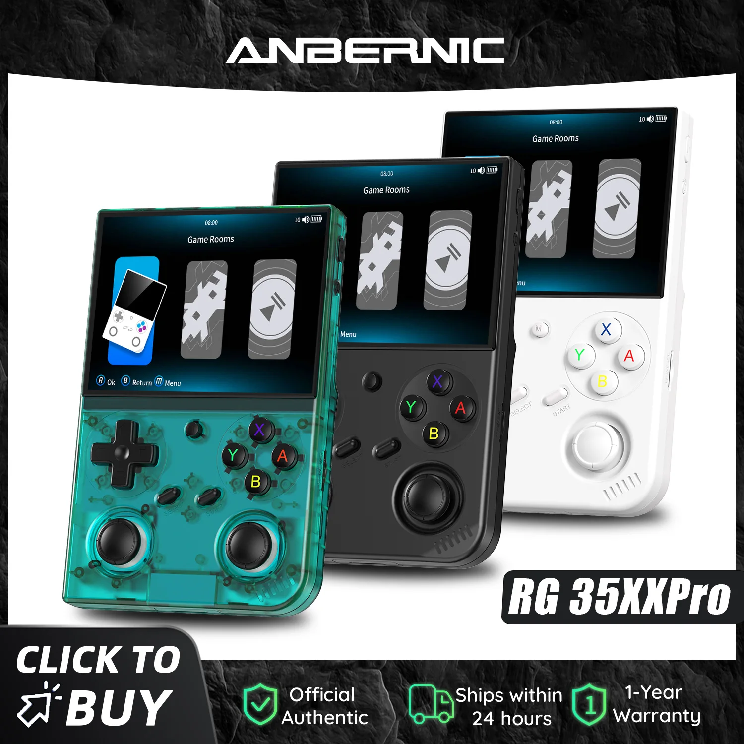 Anbernic RG 35XXPRO Consola de Jogos Portátil de 64 Bits com Tela IPS de 3,5'' Sistema Linux Simulador de Videogame Portátil 64G HD-Out