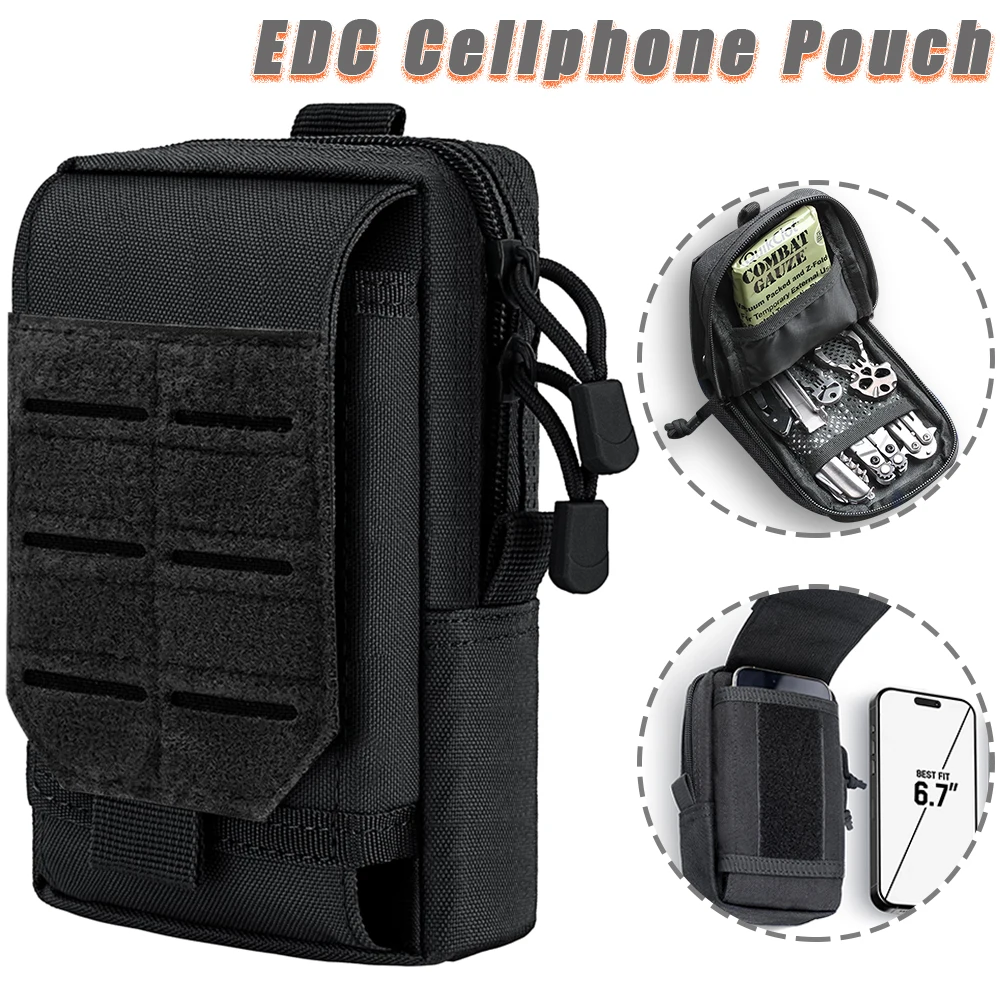 Bolsa de cintura utilitária tática molle edc e bolsa para celular, organizador de gadgets compacto, bolsa de colete, coldre para smartphone Bolsa de cintura utilitária tática molle edc e bolsa para celular, organizador de gadgets compacto, bolsa de colete, coldre para smartphone