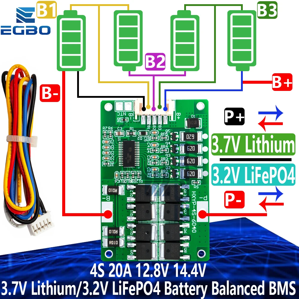 Bateria 4S 20A 12,8V 14,4V 14,8V 16,8V 18650 26650 32650 32700 Lifepo4 balanceada BMS para fonte de alimentação de barco elétrico 12V Bateria Bateria 4S 20A 12,8V 14,4V 14,8V 16,8V 18650 26650 32650 32700 Lifepo4 balanceada BMS para fonte de alimentação de barco elétrico 12V Bateria